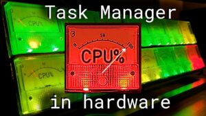 CPU-Monitor zeigt Auslastung mit physikalischen Reglern und LEDs Titel